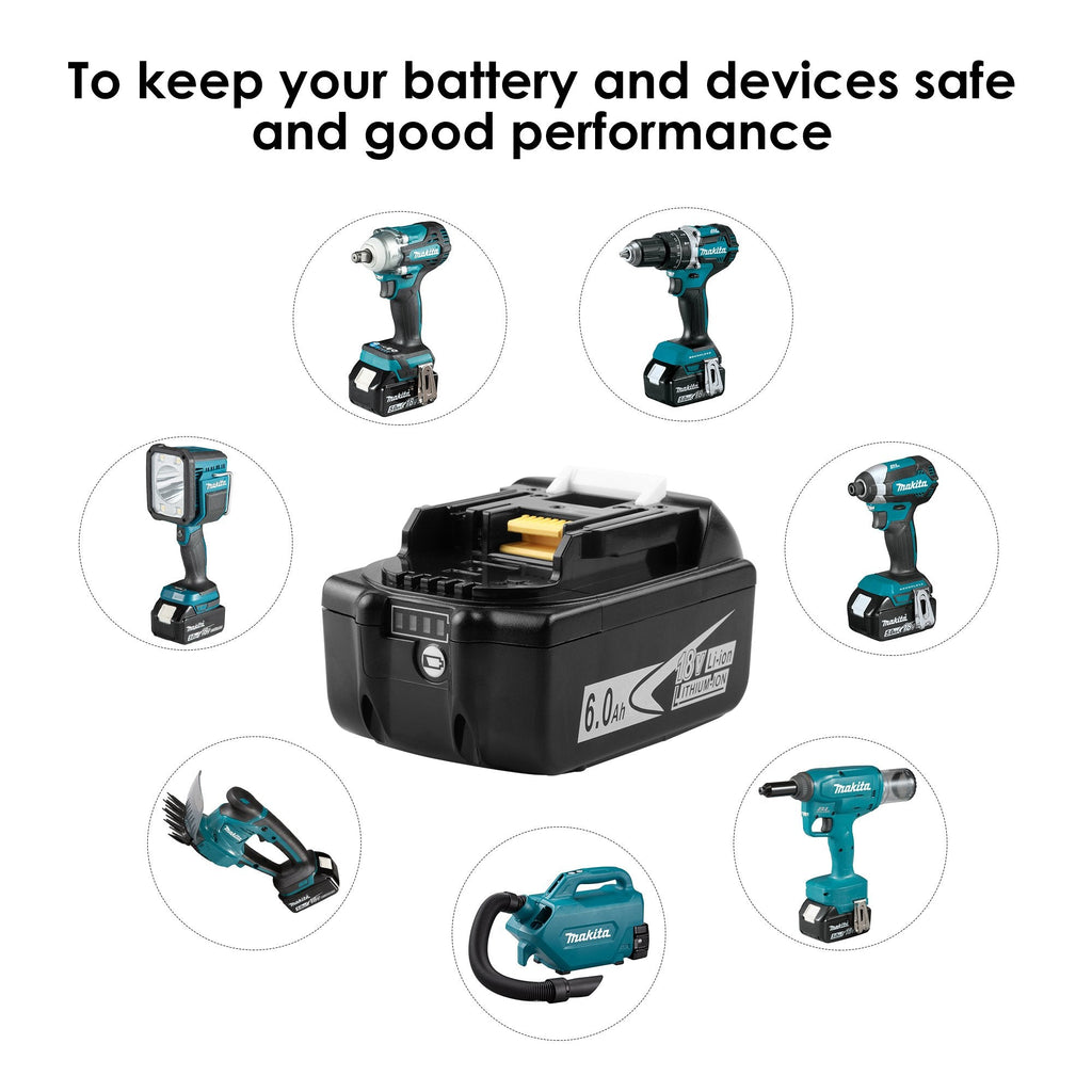 Battery for Makita BL1860B LXT Lithium Battery 18V Compact Cordless