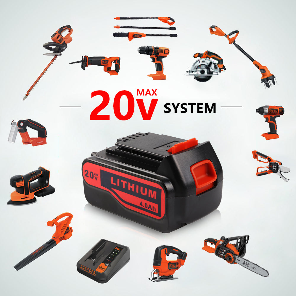 Black and Decker 20V MAX 4.0 Ah Lithium Battery Pack LB2X4020 from Black  and Decker - Acme Tools