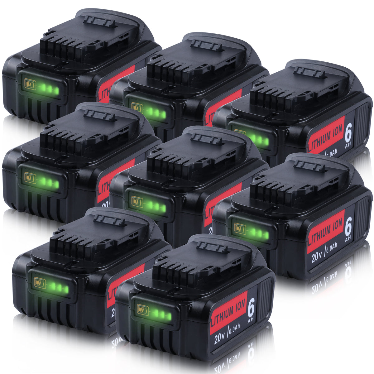 20V 6.0Ah Li Ion DCB206 Replacement Battery For Dewalt 8packs Batteriol