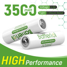 Lithium Batteries AA 8 Pack, Double A Batteries 3500mAh 1.5V Long Lasting for Blink Camera, Flashlight, Video Doorbell, Toys, Remote Control, Non-rechargeable