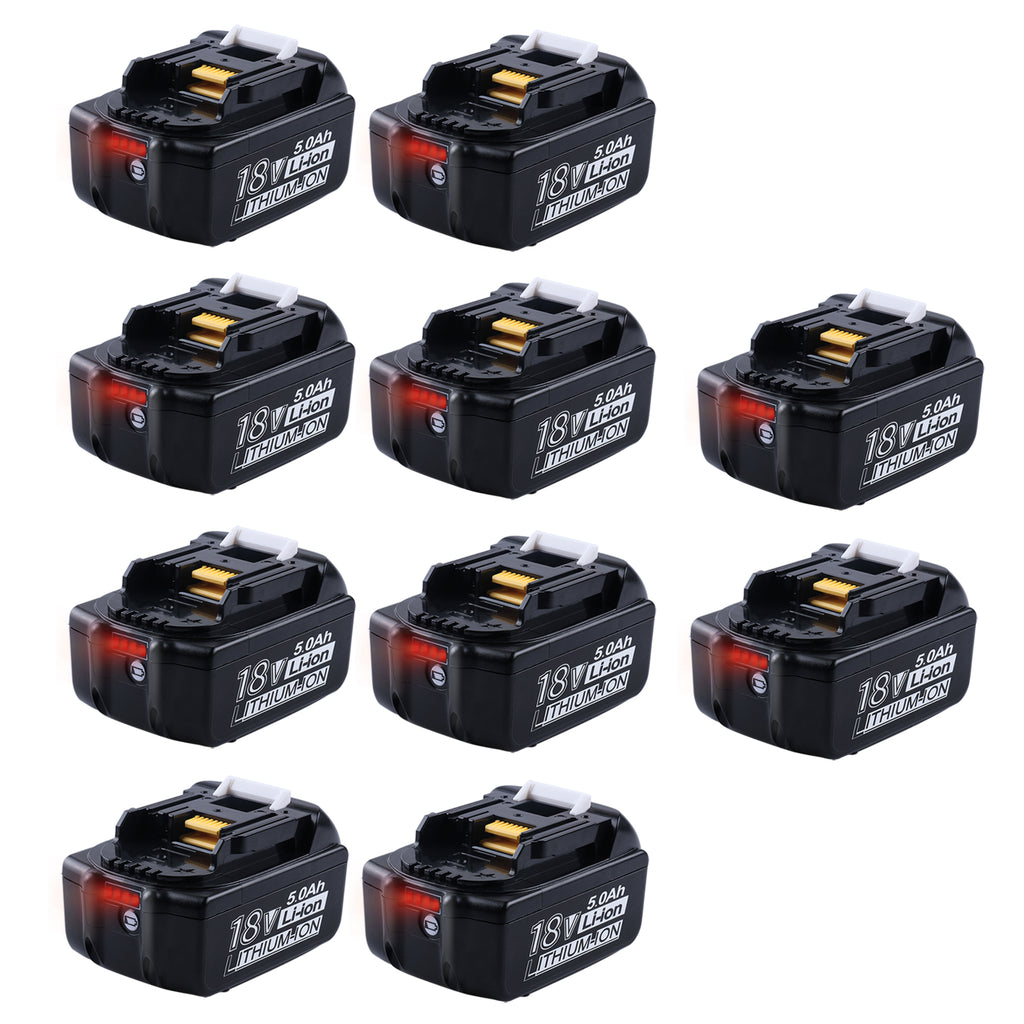 18V 5.0Ah Li-Ion BL1850B Replacement Battery For Makita - 10packs