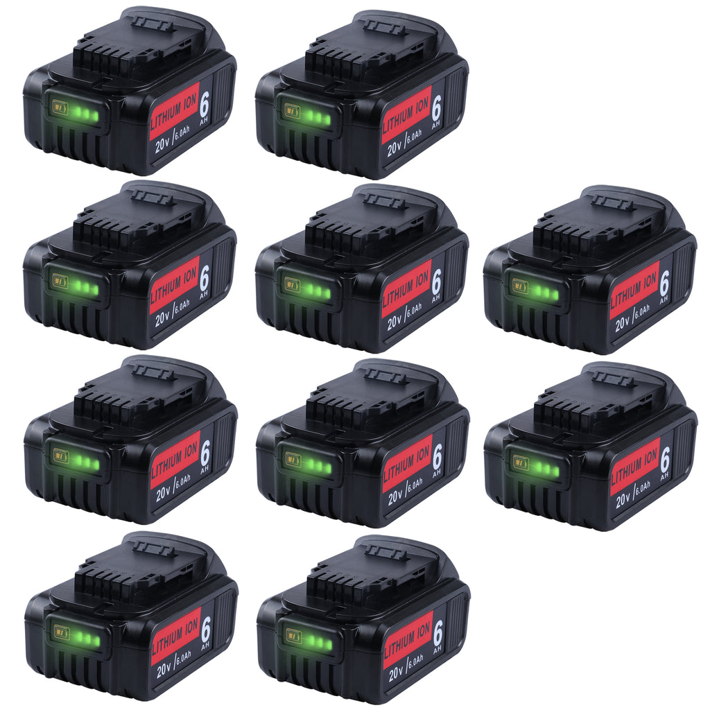10 packs Dewalt 20V 6.0Ah Li-Ion DCB206 Replacement Battery