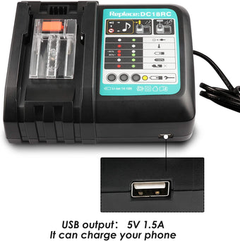 14.4V - 18V  Li-Ion DC18RC Replacement Battery Charger For Makita - 1pack