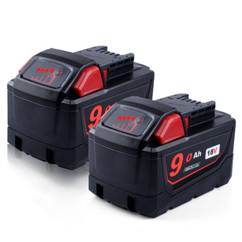 18V 9.0Ah Li-Ion 48-11-1890 Replacement Battery For Milwaukee M18 - 2packs