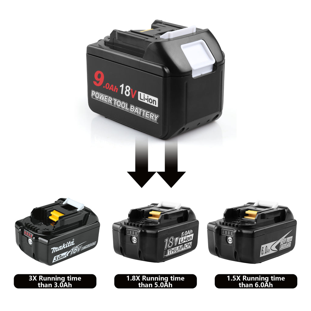 Upgraded 9.0Ah BL1890 Replacemet Battery Compatible with Makita 18V Battery Powered Tools