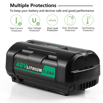 40V 5.0Ah Li-Ion OP4050A Replacement Battery For Ryobi - 1pack