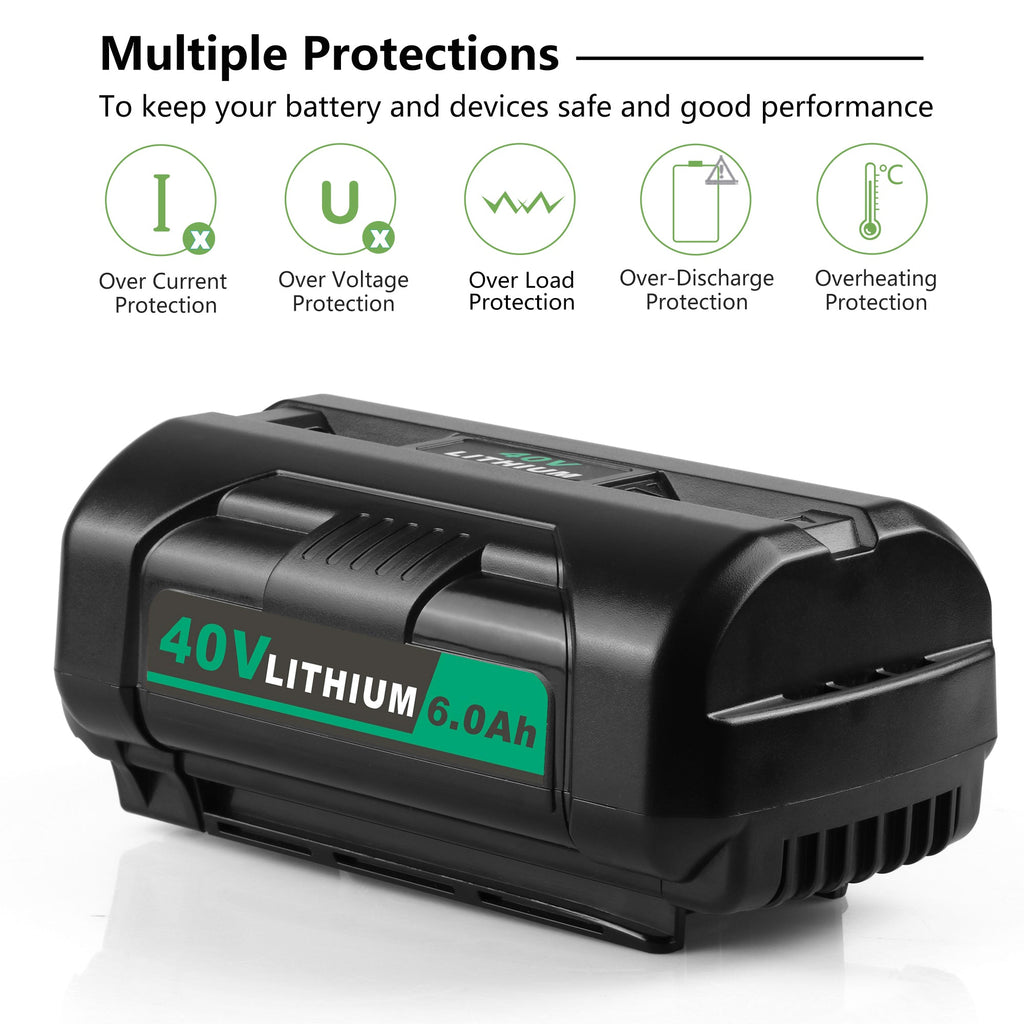 40V 6.0Ah Li-Ion OP4060A Replacement Battery