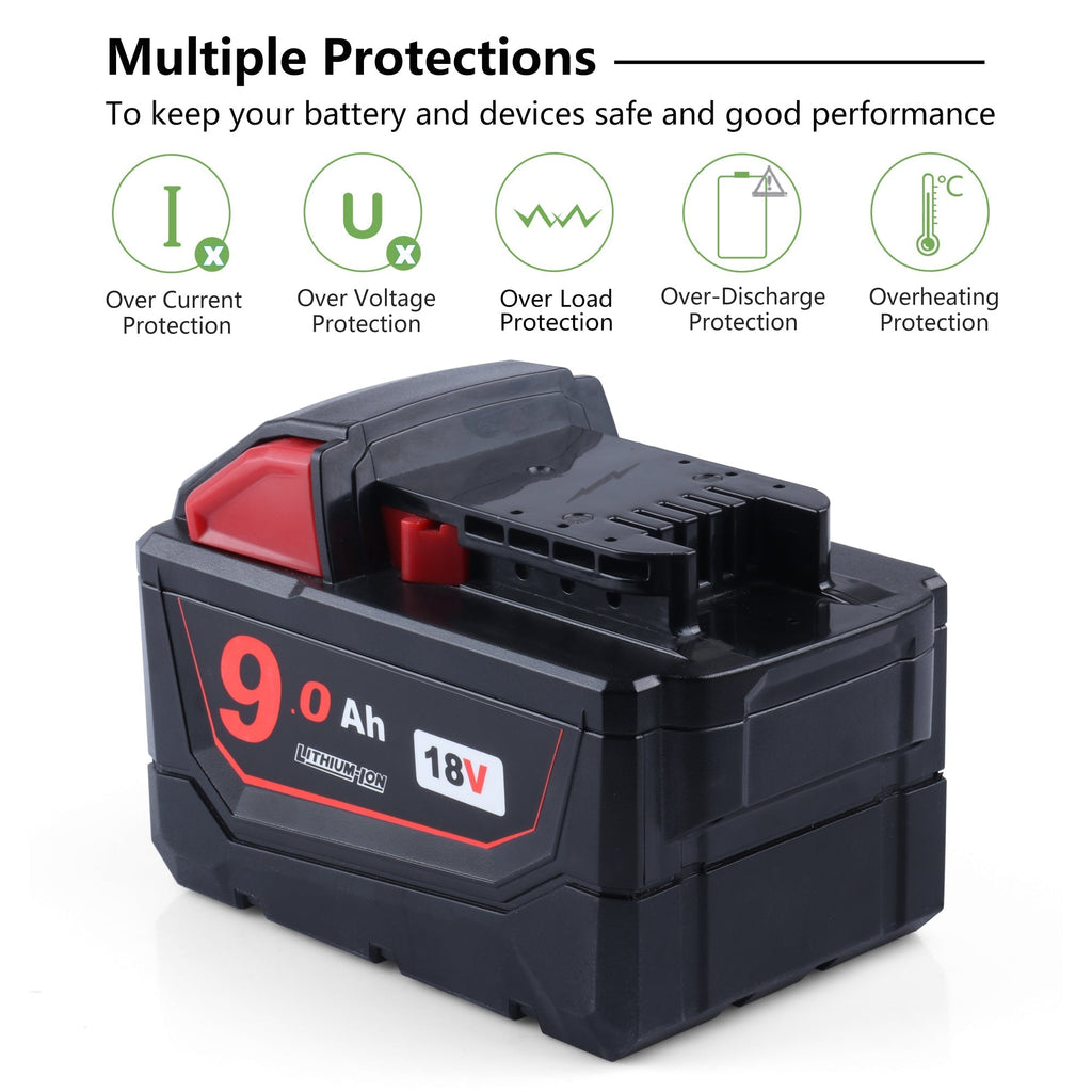  Replacement Battery Compatible with Milwaukee 18V M18
