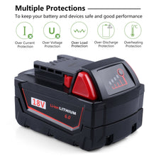 18V 6.0Ah Replacement Battery Compatible with Milwaukee M18 Battery Lithium 48-11-1860