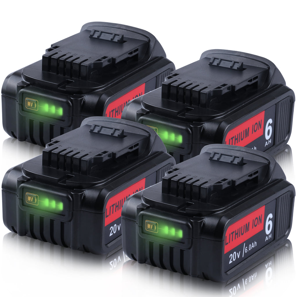 4 packs 20V 6.0Ah Li-Ion DCB206 Replacement Battery For Dewalt 
