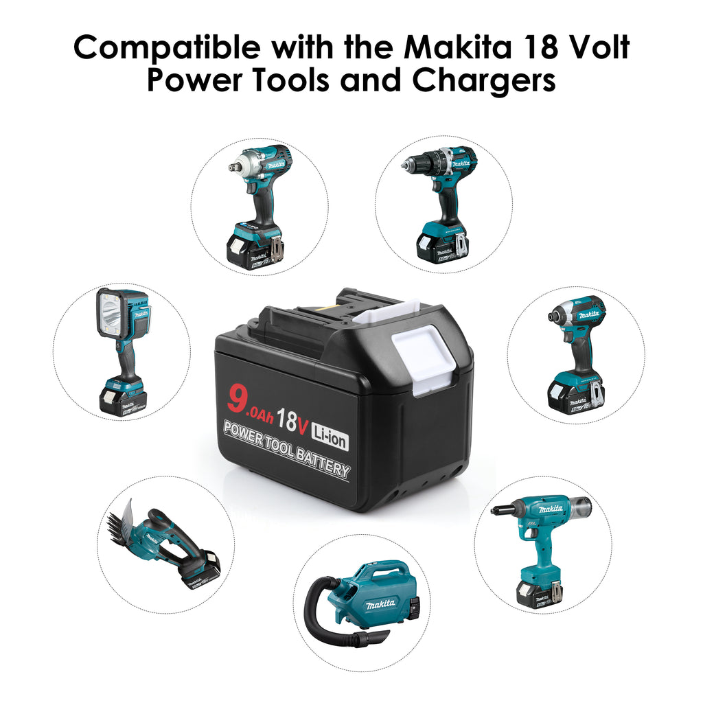 Lithium battery compatible with Makita 18 volt power tools and chargers