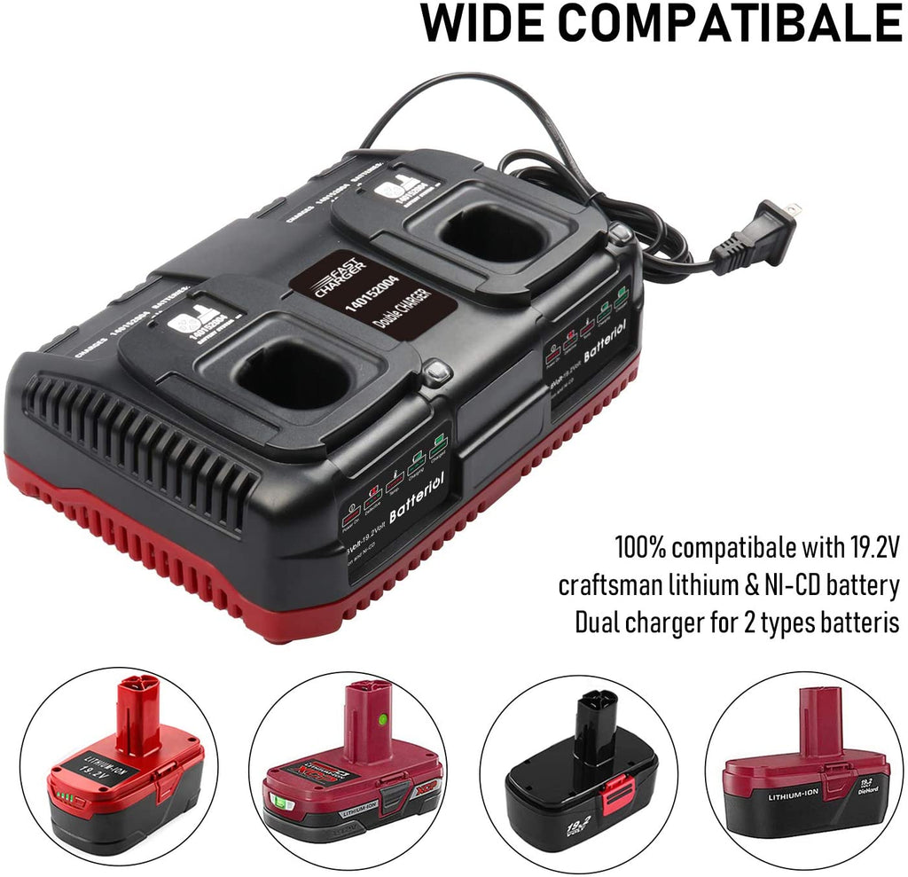 100% compatible with 19.2V craftsman lithium and Ni-CD battery dual charger