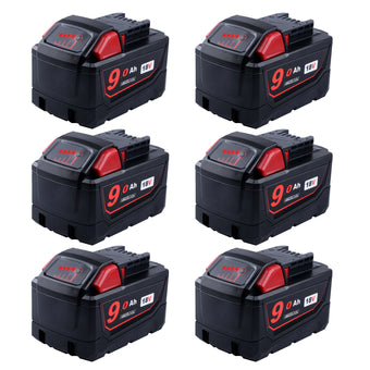 18V 9.0Ah Li-Ion 48-11-1890 Replacement Battery For Milwaukee M18 - 6packs
