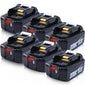18V 6.0Ah Li-Ion BL1860B Replacement Battery For Makita - 6packs