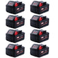 18V 5.0Ah Li-Ion 48-11-1850 Replacement Battery For Milwaukee M18 - 8packs